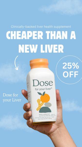A vertical 9:16 ad featuring a product bottle held against a light blue, sky-like background with clear, high-contrast text.